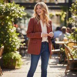 NWT Amour‎ Vert x Stitch Fix Tobie Linen Blazer Relaxed Fit Spring Summer